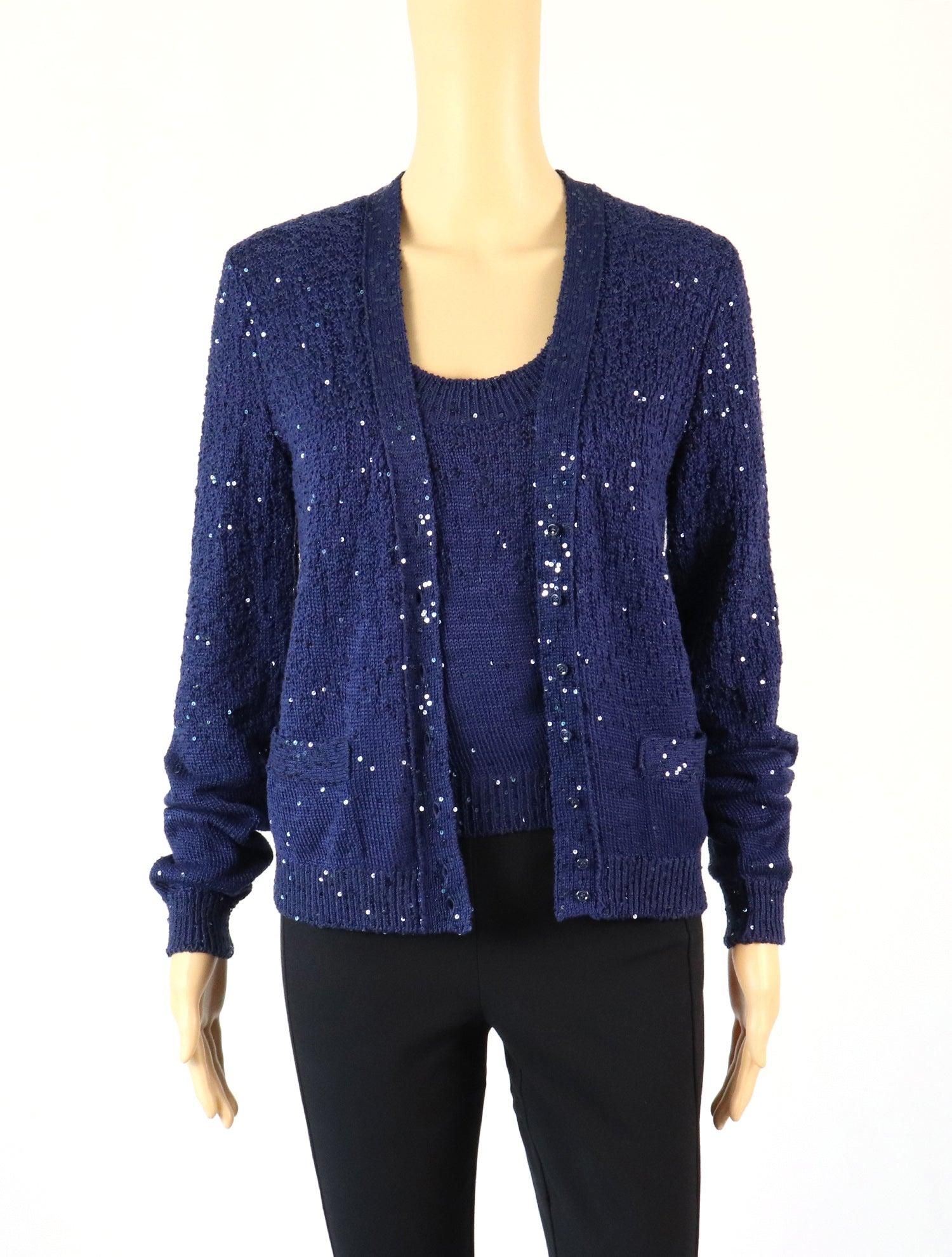 Yves Saint Laurent Blue Sparkle Shell & Cardigan Set – Treasures