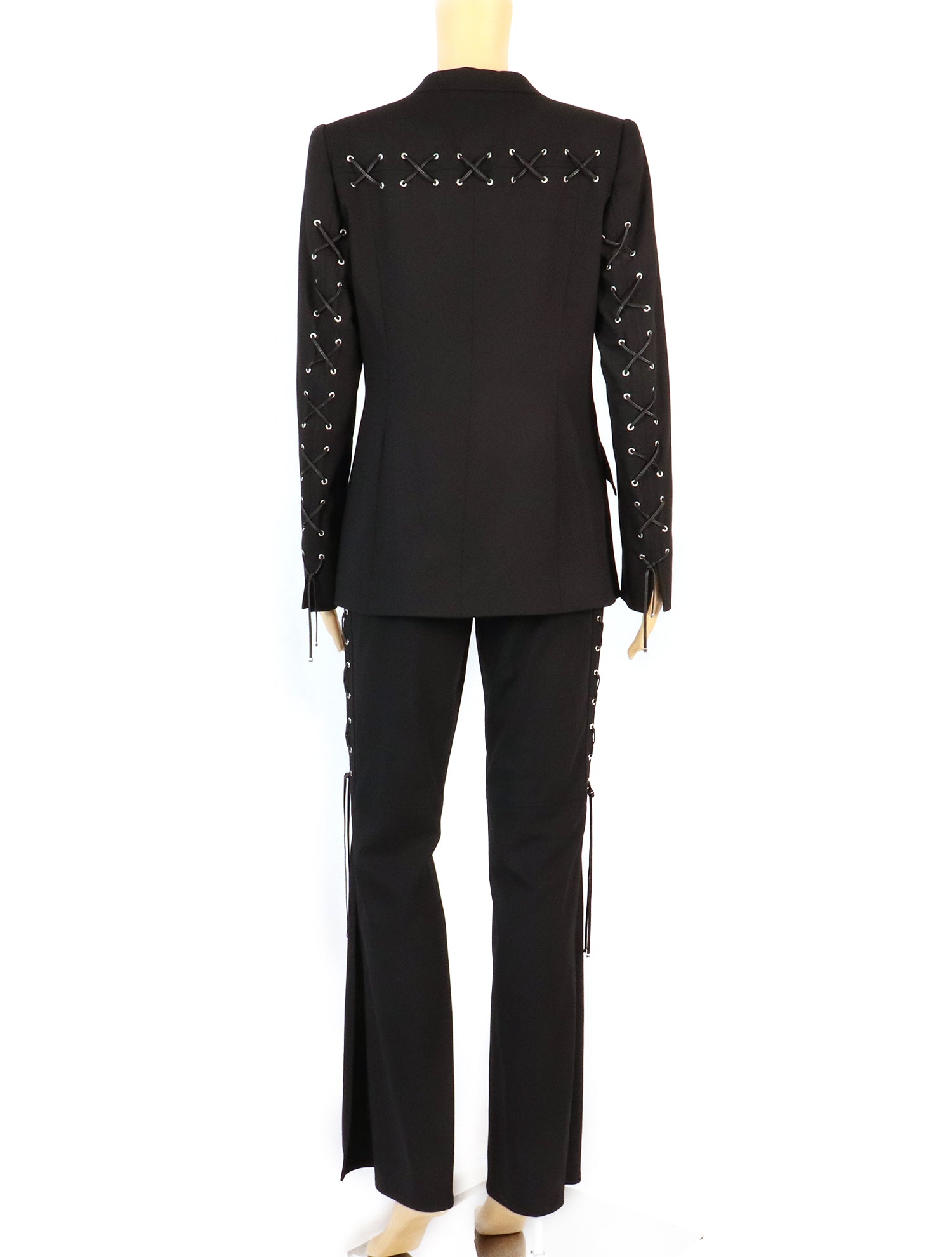 Escada Leather Fitted Studded Jacket Black