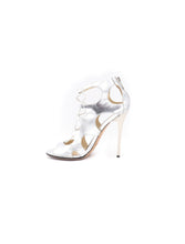 Load image into Gallery viewer, Jimmy Choo Silver Metallic Lace-Up Heels
